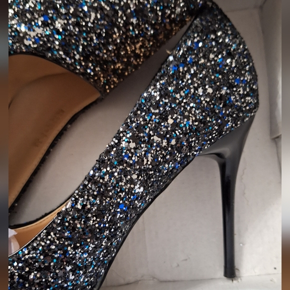 BIGTREE Silver, Blue and Black Glitter Heels - Picture 6 of 8